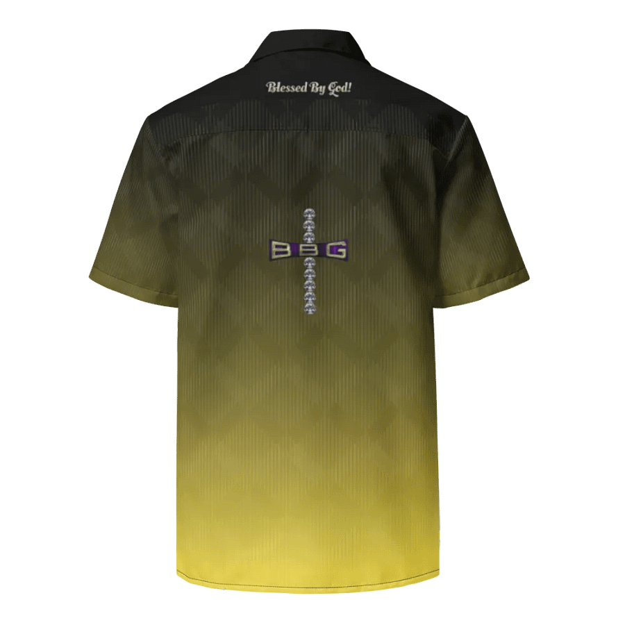 Black and Gold Blessed by God Button-up Shirt product image (1)