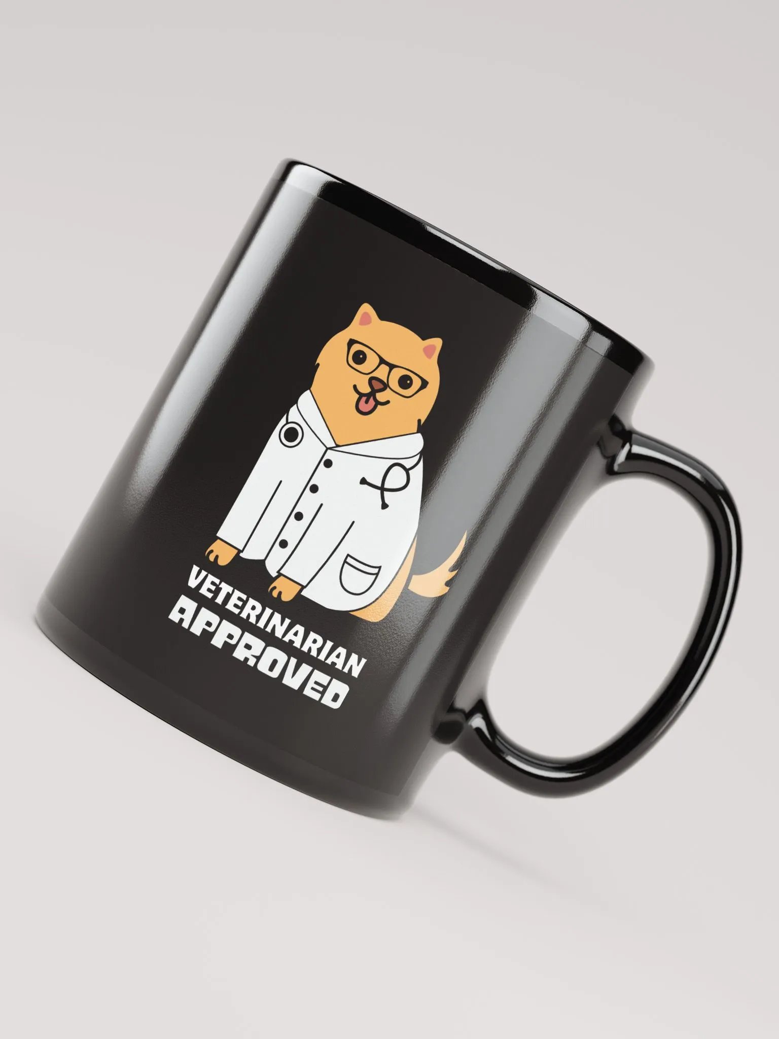 "Veterinarian approbed" black glossy mug product image (2)