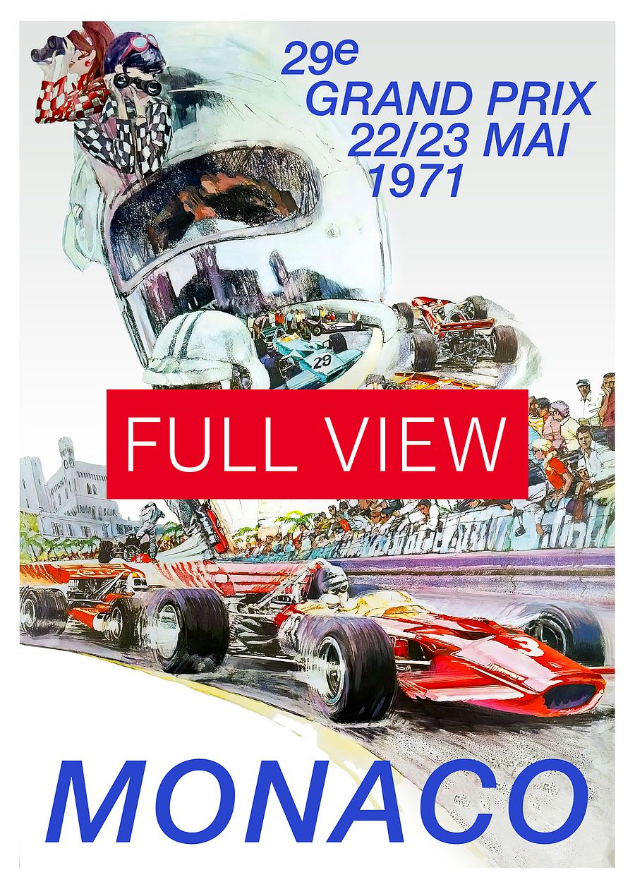 Monaco Vintage F1 Grand Prix, 1971 poster — Vintage Formula 1 poster, Monaco Grand Prix poster, retro travel poster product image (3)