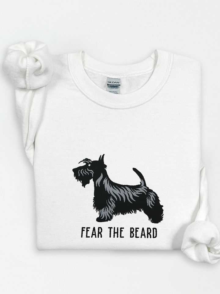 Fear the Beard Sweatshirt (Embroidered) of a Scottish Terrier(Black) product image (1)