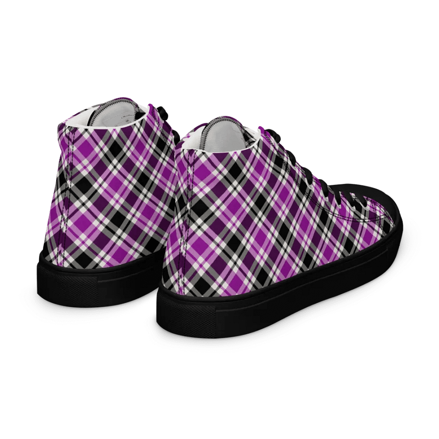 Purple, Black, & White Plaid Men's High Top Shoes product image (10)