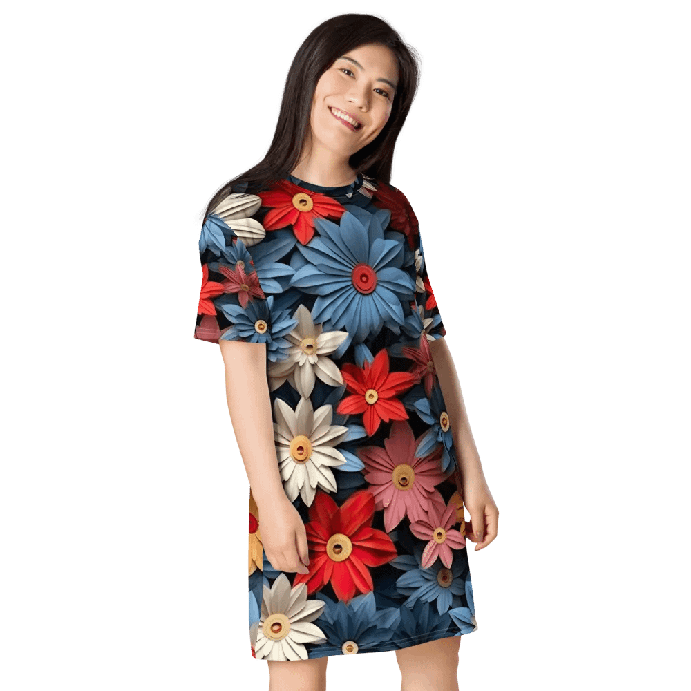 3D-Ditsy-Flowers-Seamless-Patterns T-shirt Dress - V6 product image (8)