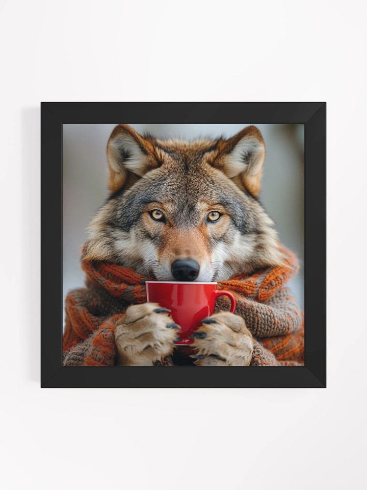 Coffee Lover Wolf Dog Framed Wall Art product image (1)