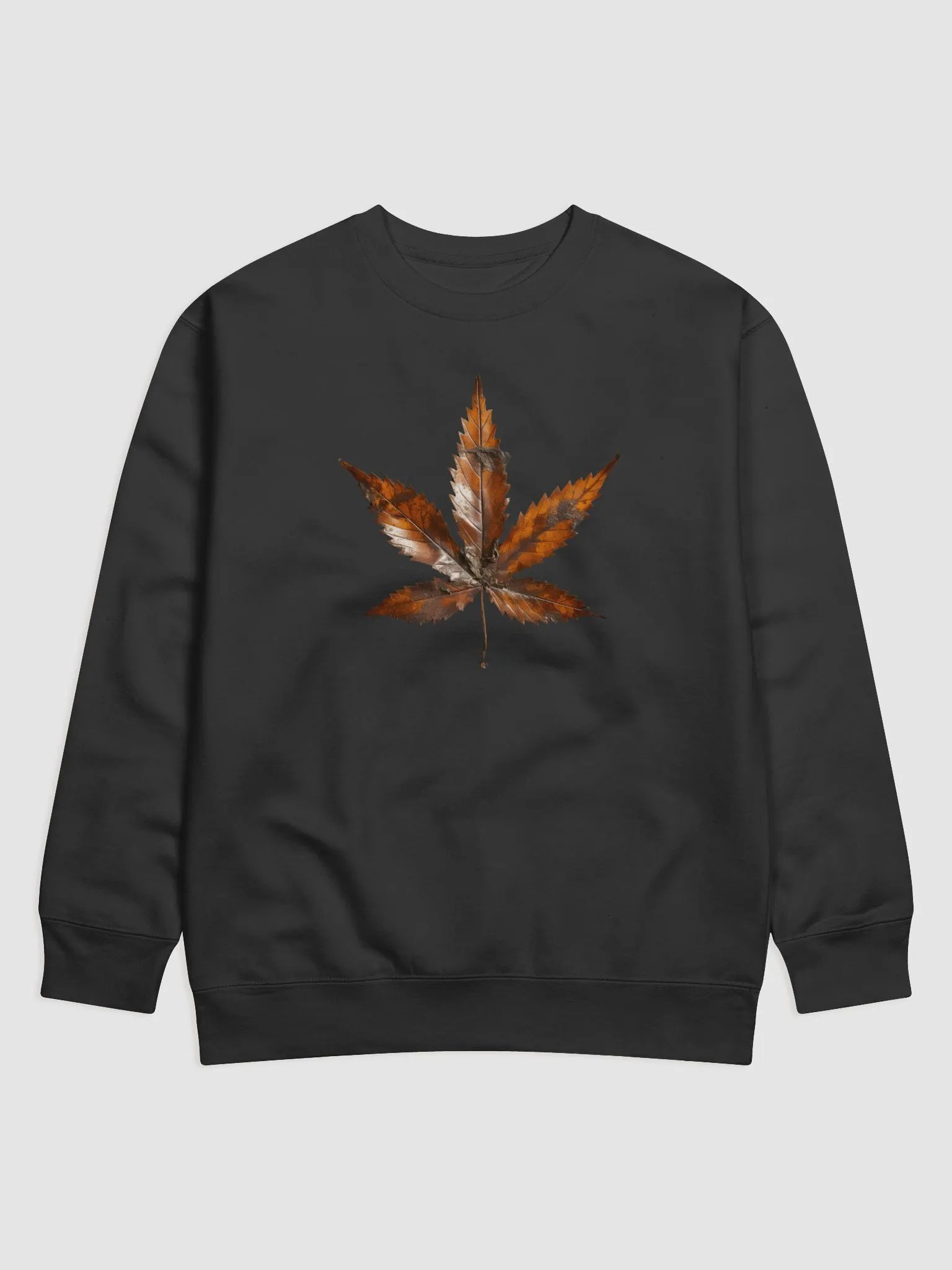 Vintage Dry Rusty Cannabis Leaf Long Sleeve Sweater – Retro Botanical Apparel product image (1)