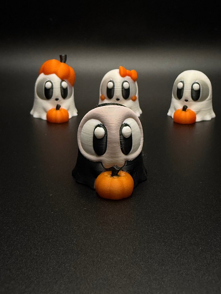 Black Spooky Mini Ghost with skull mask and pumpkin product image (2)