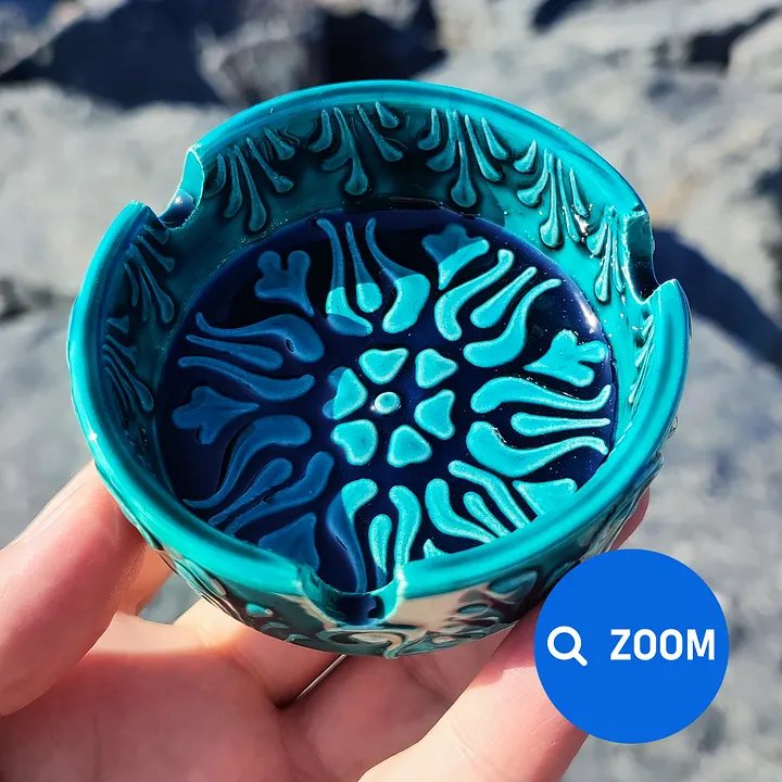 Handmade Turquoise Ceramic Ashtray – Unique Artisanal Home Decor, directly from the shores of the Bosphorus! product image (2)