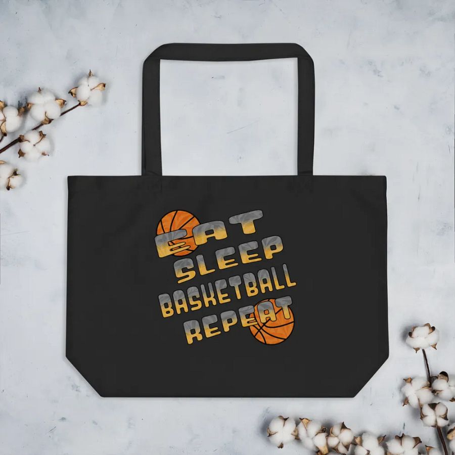 Basketball Sleep Basketball Repeat Enthusiast Organic Tote Bag product image (2)