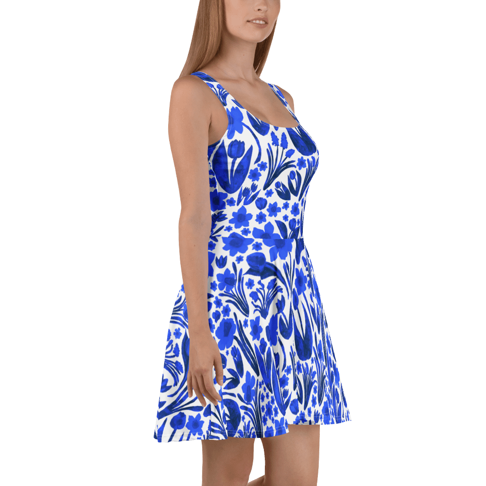 Spring Garden | Blue on White Skater Dress | Monique Faella Designs™ product image (3)