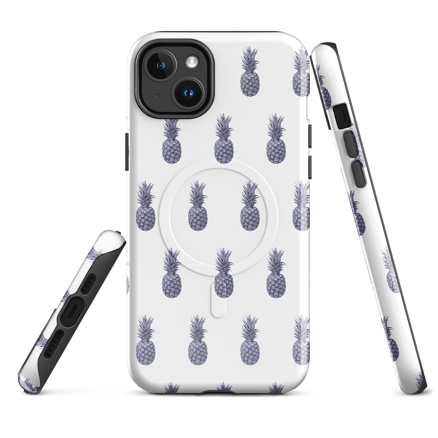 Monochrome Pineapple MagSafe® Tough iPhone® Case White product image (1)