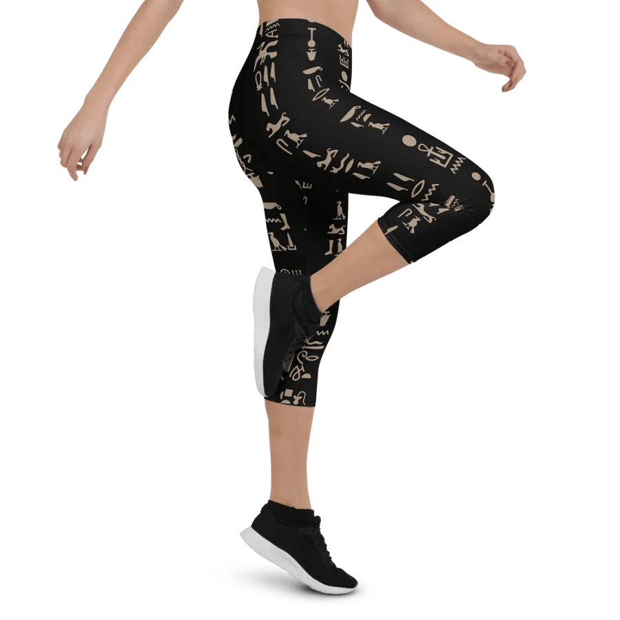 Isis Black Hieroglyphs All-Over Print Capri Leggings product image (4)
