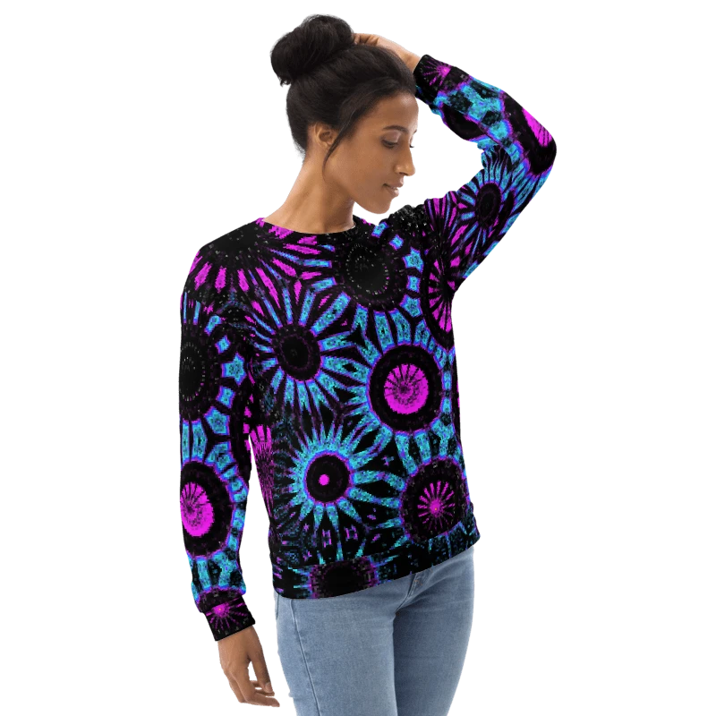 Abstract Circular Shapes in Turquoise, Black and Pink Unisex Sweatshirt product image (12)