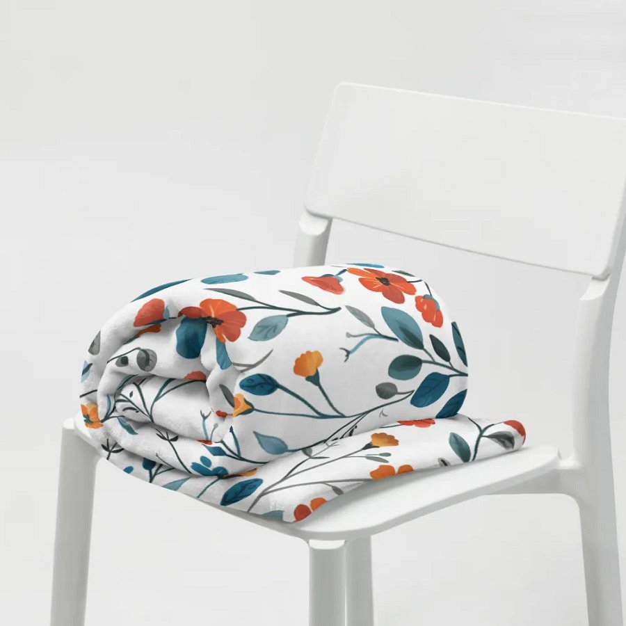 Orange Floral Throw Blanket by Treasure Pie product image (8)