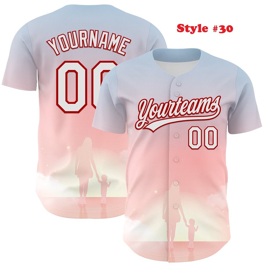 Authentic Baseball Jersey, Custom Baseball Jersey, Personalized Sport Jersey, Colorful, Flowers, Number, Logo, Love, Mom, Mother product image (9)