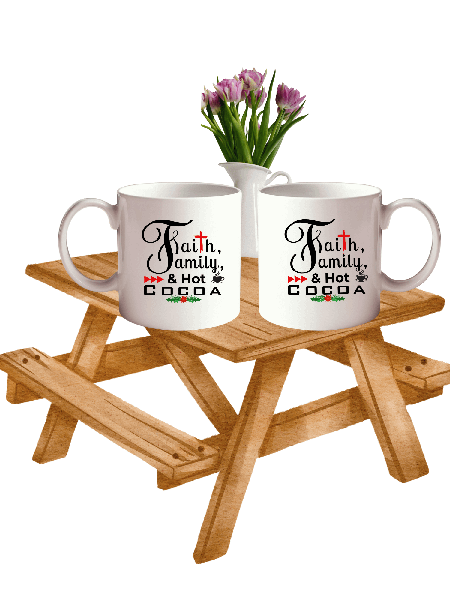 Faith, Family & Hot Cocoa Ceramic Mug | Christian Christmas Mug | Holiday Gift for Believers & Moms product image (1)