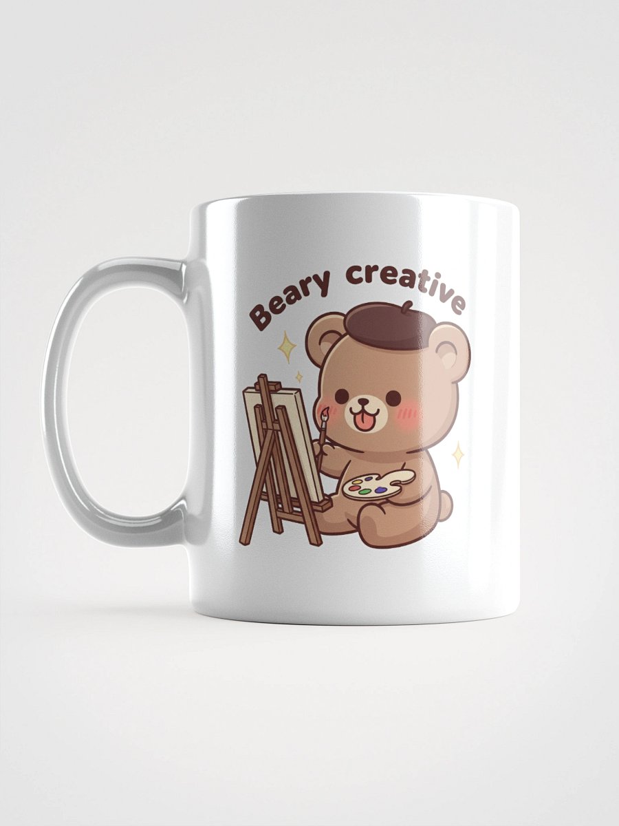 Bear in Artist Mode White Glossy Mug product image (1)