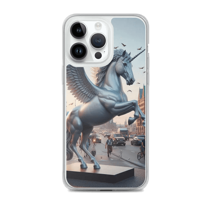 MagSafe® Clear Case for iPhone® | Ebon Majesty: AI-Designed Silver Winged Unicorn product image (2)