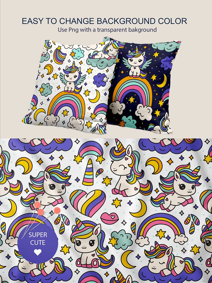 Cute Unicorn Seamless Patterns product image (2)