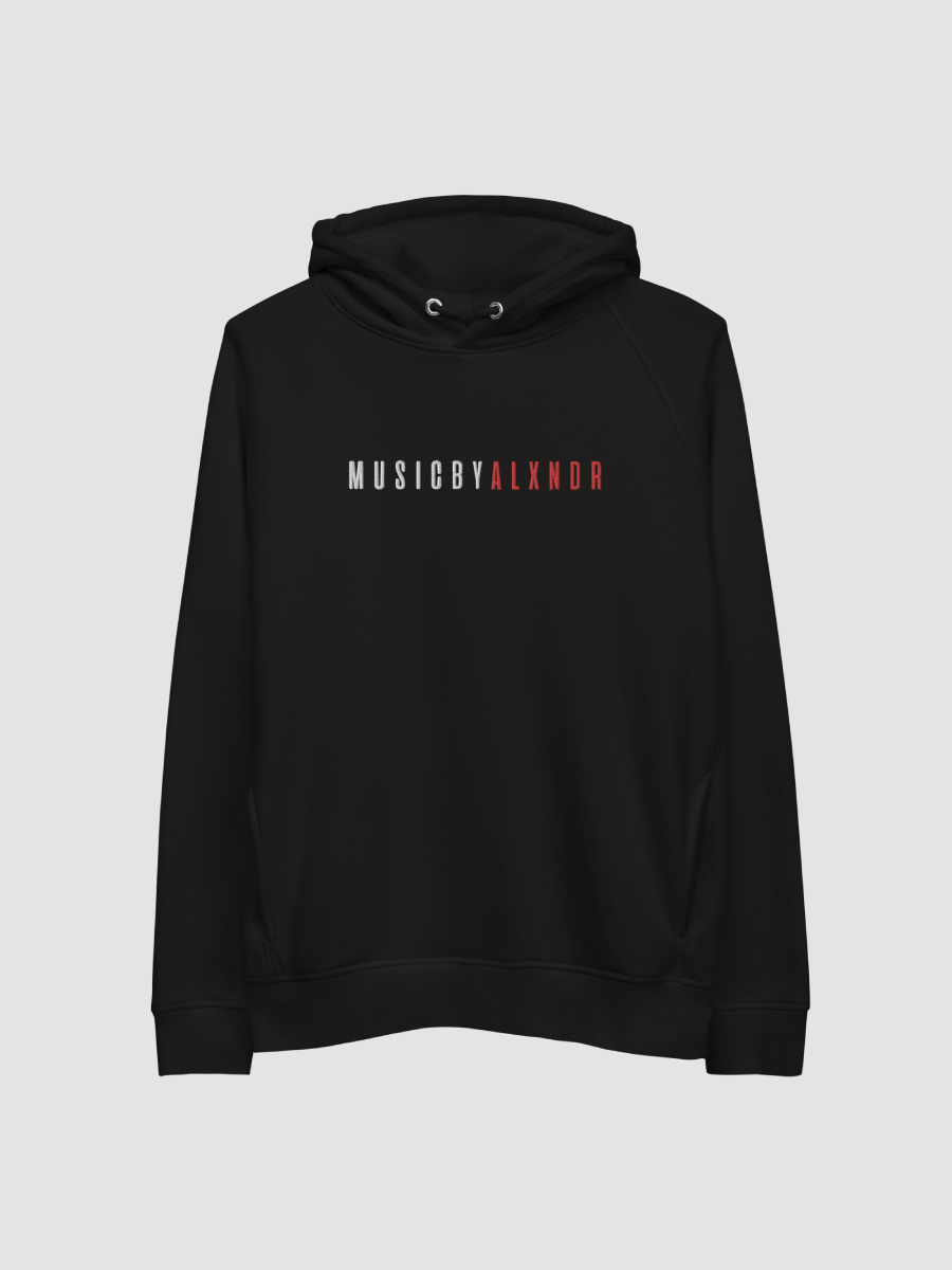 MusicByALXNDR Minimal White and Red Logo On Black Stanley/Stella Eco Hoodie product image (2)