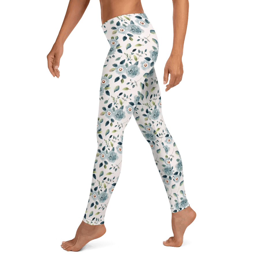 Blue Floral Pattern Womens Leggings product image (3)