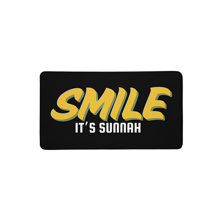 Black "Smile It's Sunnah" Desk Mat in Golden Yellow product image (2)