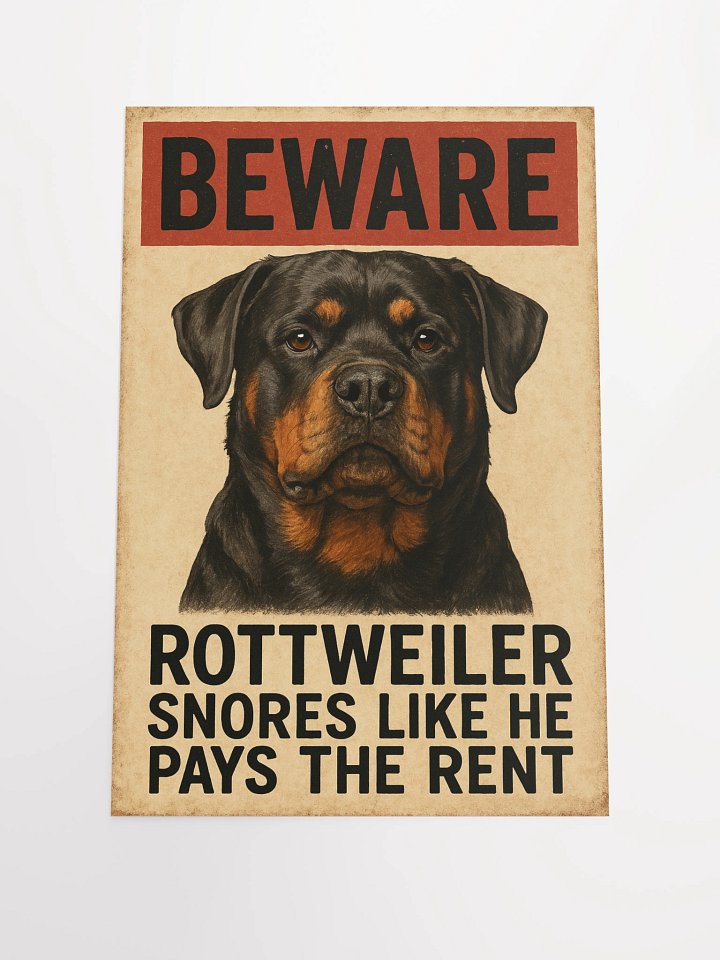 Beware: Rottweiler Snore Humor Poster product image (2)