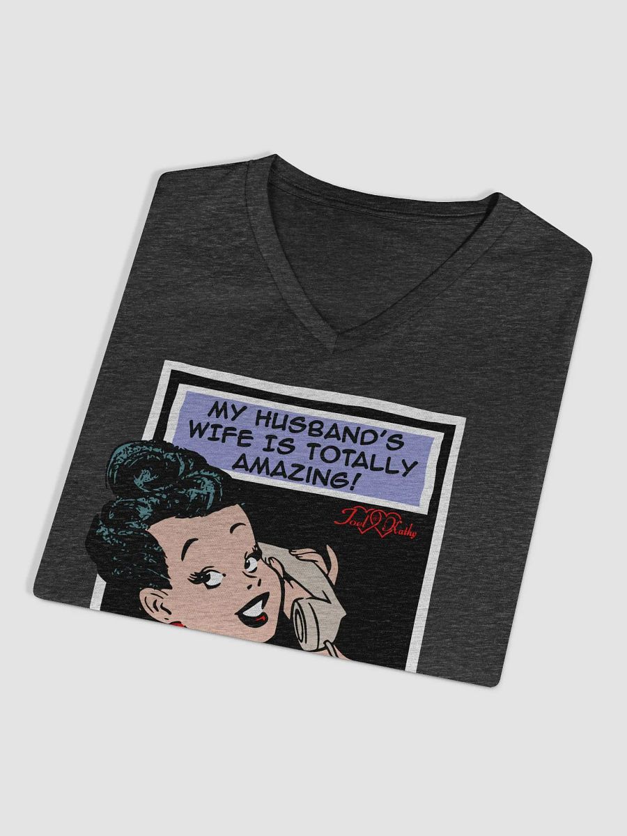 My Husband's Wife is Totally Amazing & A Happy Wife is a Happy Life V-Neck Tee product image (3)