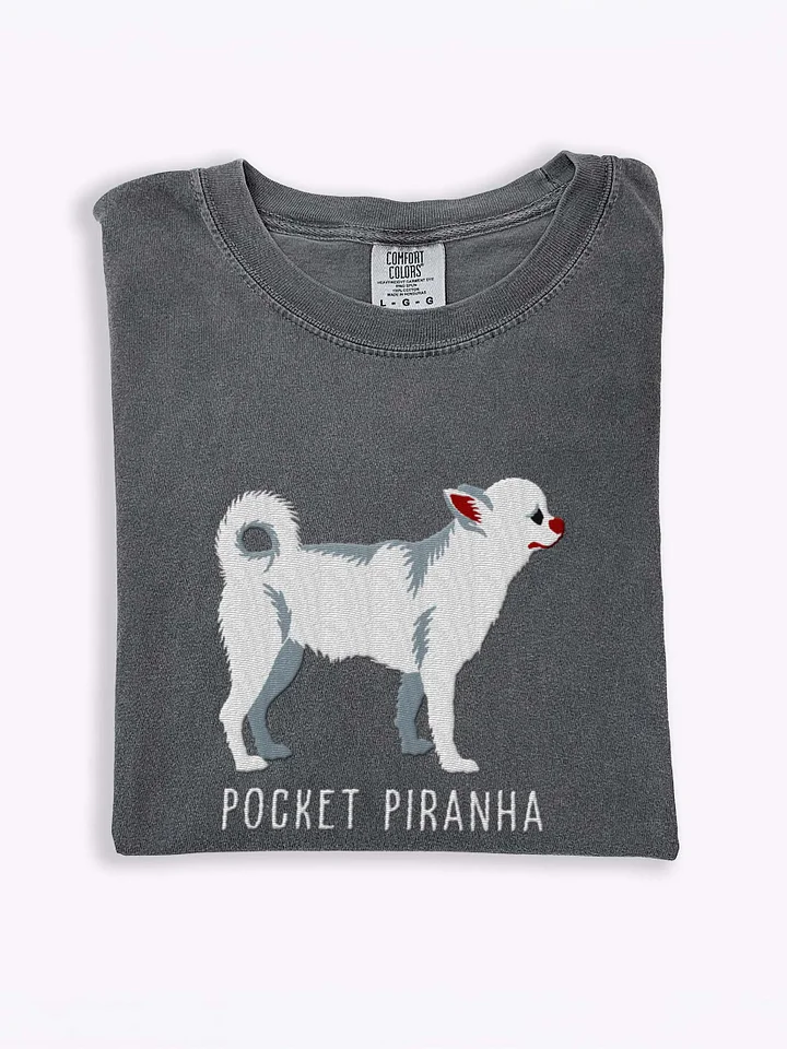 Pocket Piranha T-Shirt(Embroidered) of a Chihuahua(White) product image (1)