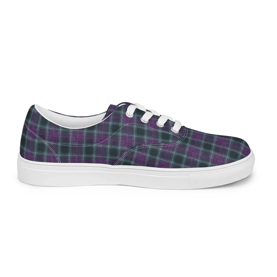 Purple/Green Plaid Women's Lace-Up Canvas Shoes product image (8)