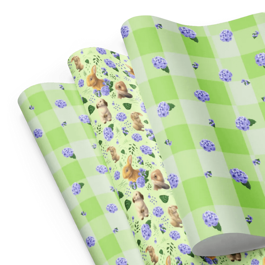 Bunnies and Hydrangeas Wrapping Paper Set product image (8)