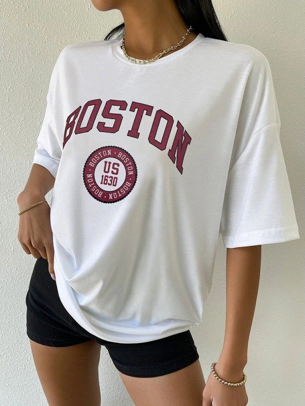 Boston USA City Printed Womans Short T-shirt product image (5)