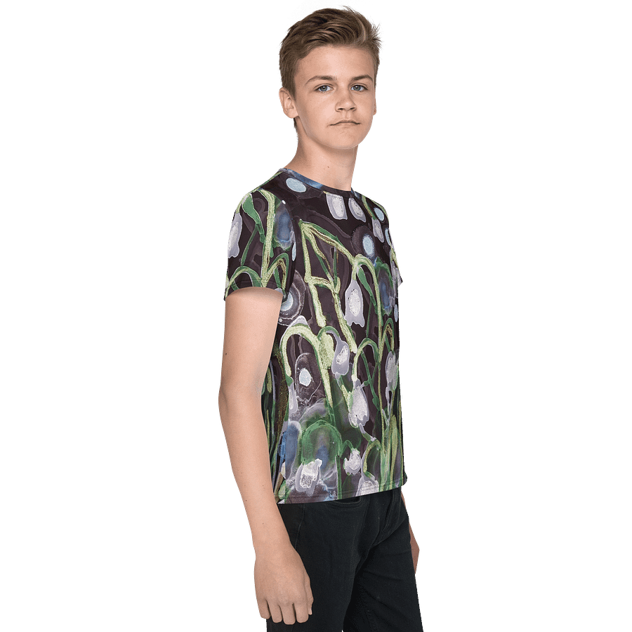 Vibrant Canvas Youth T-Shirt - Lilies of the Valley Ink Art Painting product image (4)