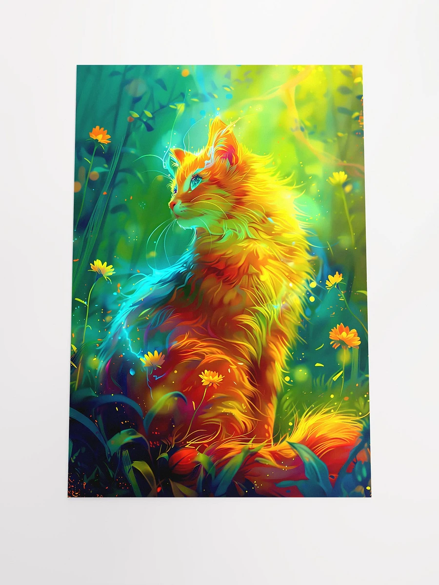 Sunlit Serenity: Ginger Cat Amidst Summer Meadow Artwork Matte Poster product image (3)