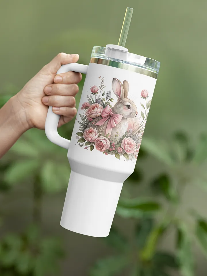 Rabbits 'n Roses Travel Mug product image (1)