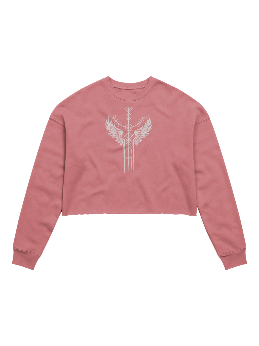 The Valkyrie Stave Women's Fleece Crop Sweatshirt (white print) product image (2)