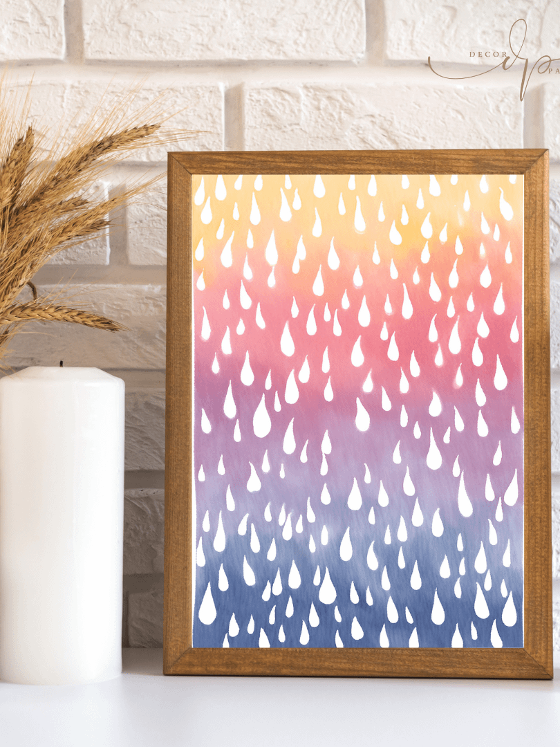 Watercolour Painting Printable Wall Art of RAINBOW RAINDROPS product image (2)