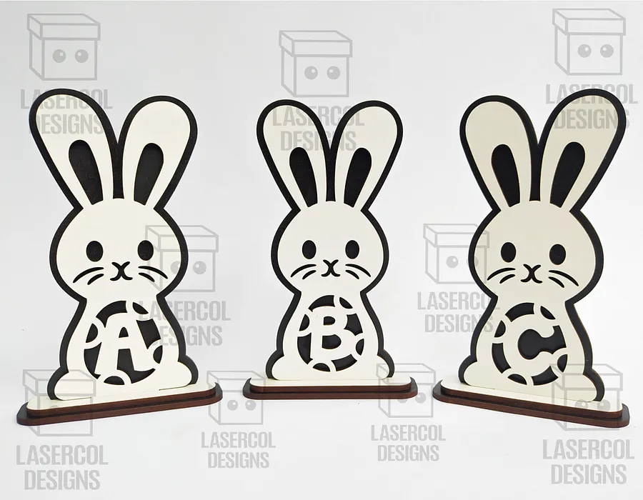 Easter Bunny Monogram Bundle (Set 1-2-3-4) - Laser Cut Files product image (2)
