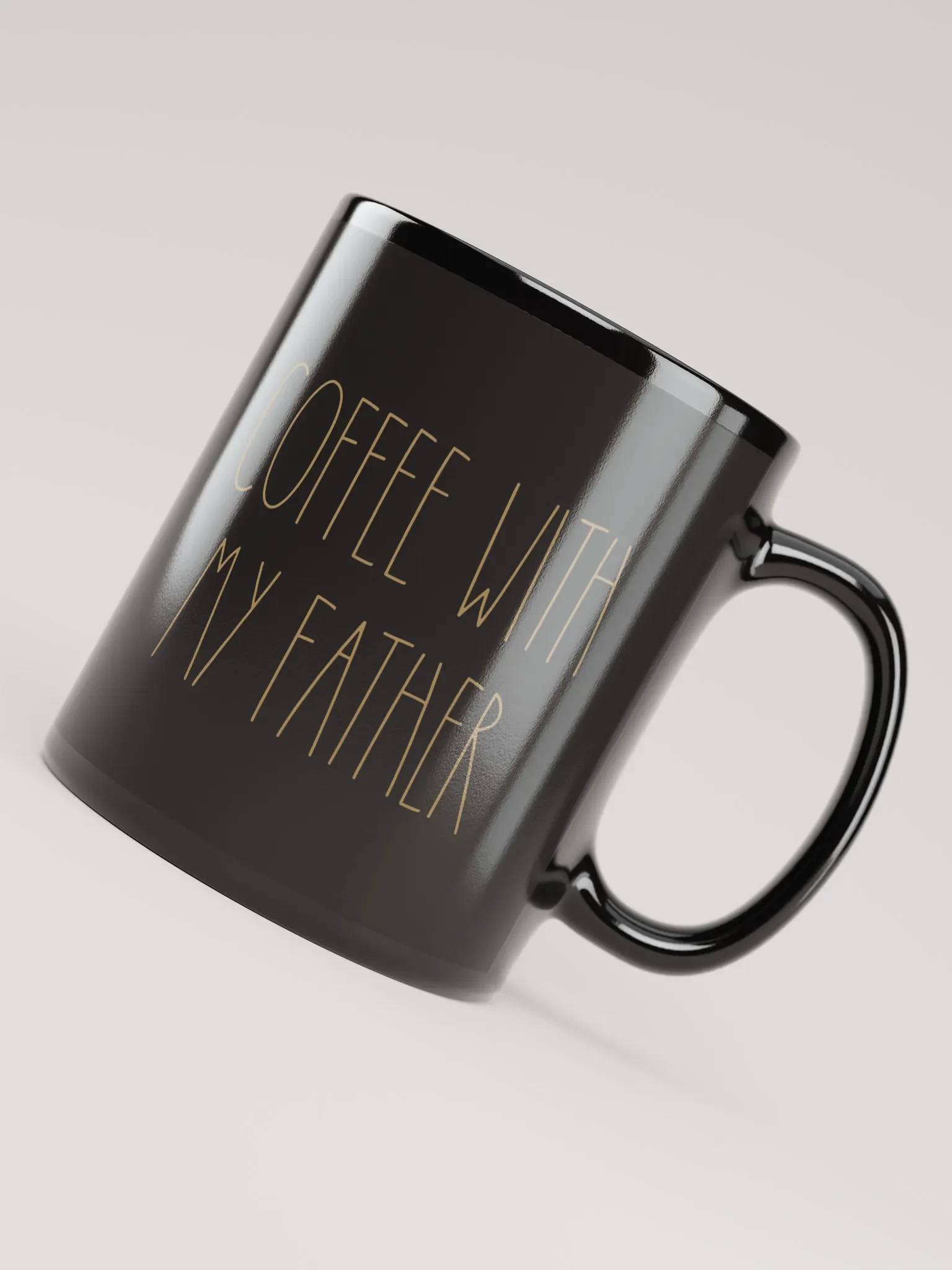 "Coffee With My Father” Mug (Black With Tan Lettering) product image (5)