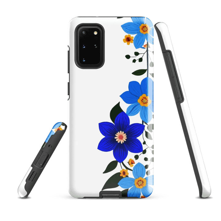 Tough Phone Case for Samsung® - Blue Florals on White product image (2)
