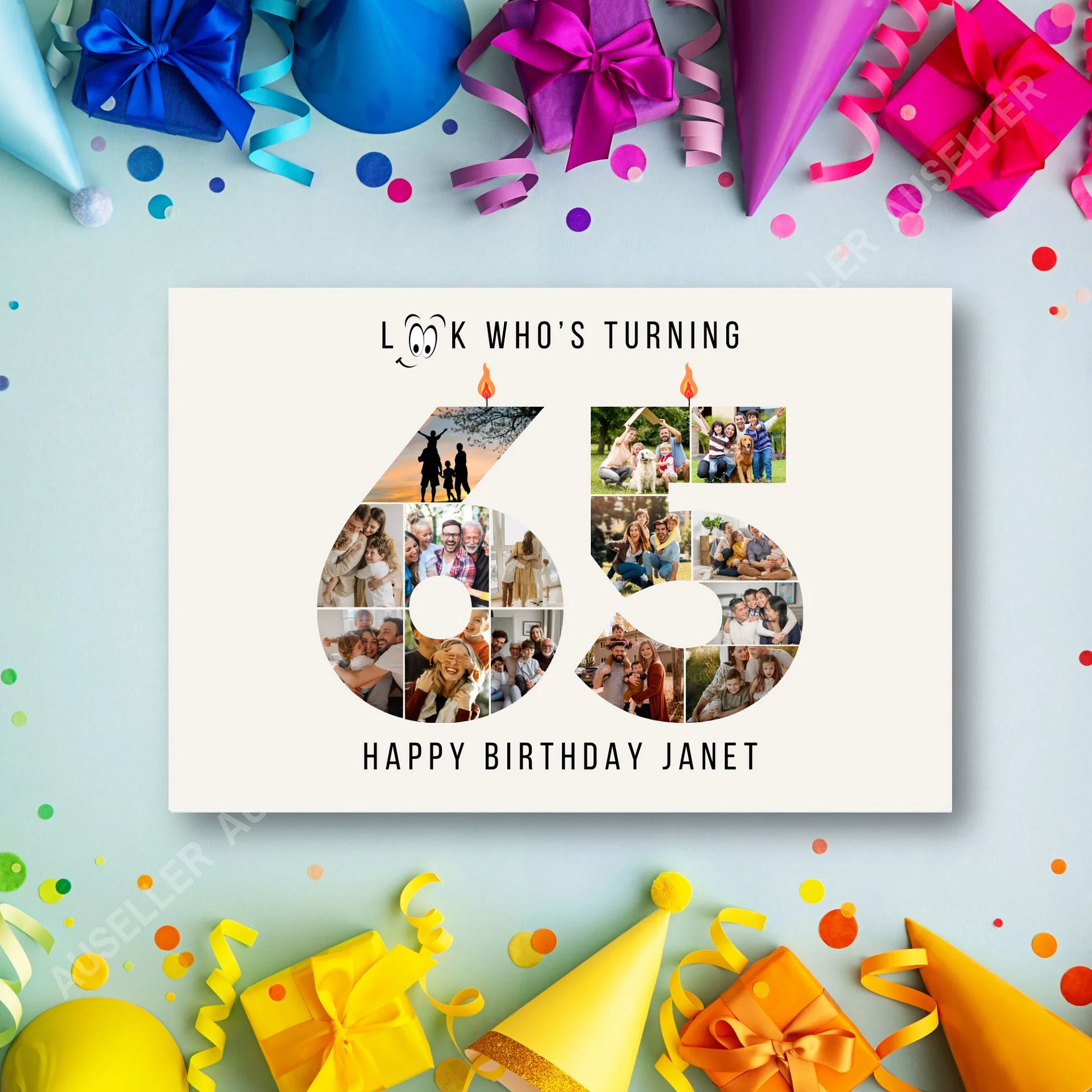 65th Birthday Number Photo Card Canva Template product image (3)