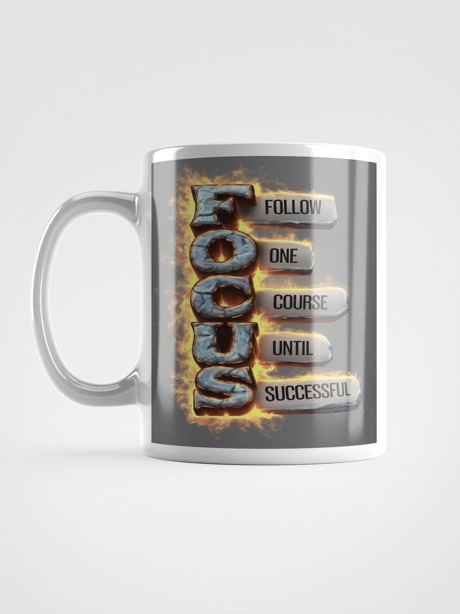 "Focus: Follow One Course Until Successful" #Motivational Glossy White Mug product image (17)