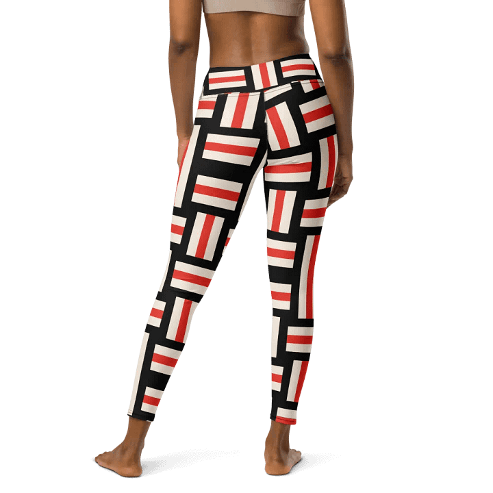 Modern Artisan High-Waist Leggings - Red, White, and Black Striped product image (2)