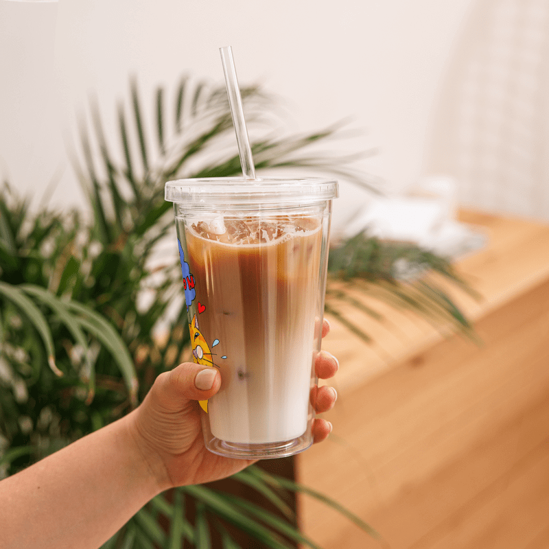 Achoo on You Orange Cat Clear Plastic Tumbler product image (6)