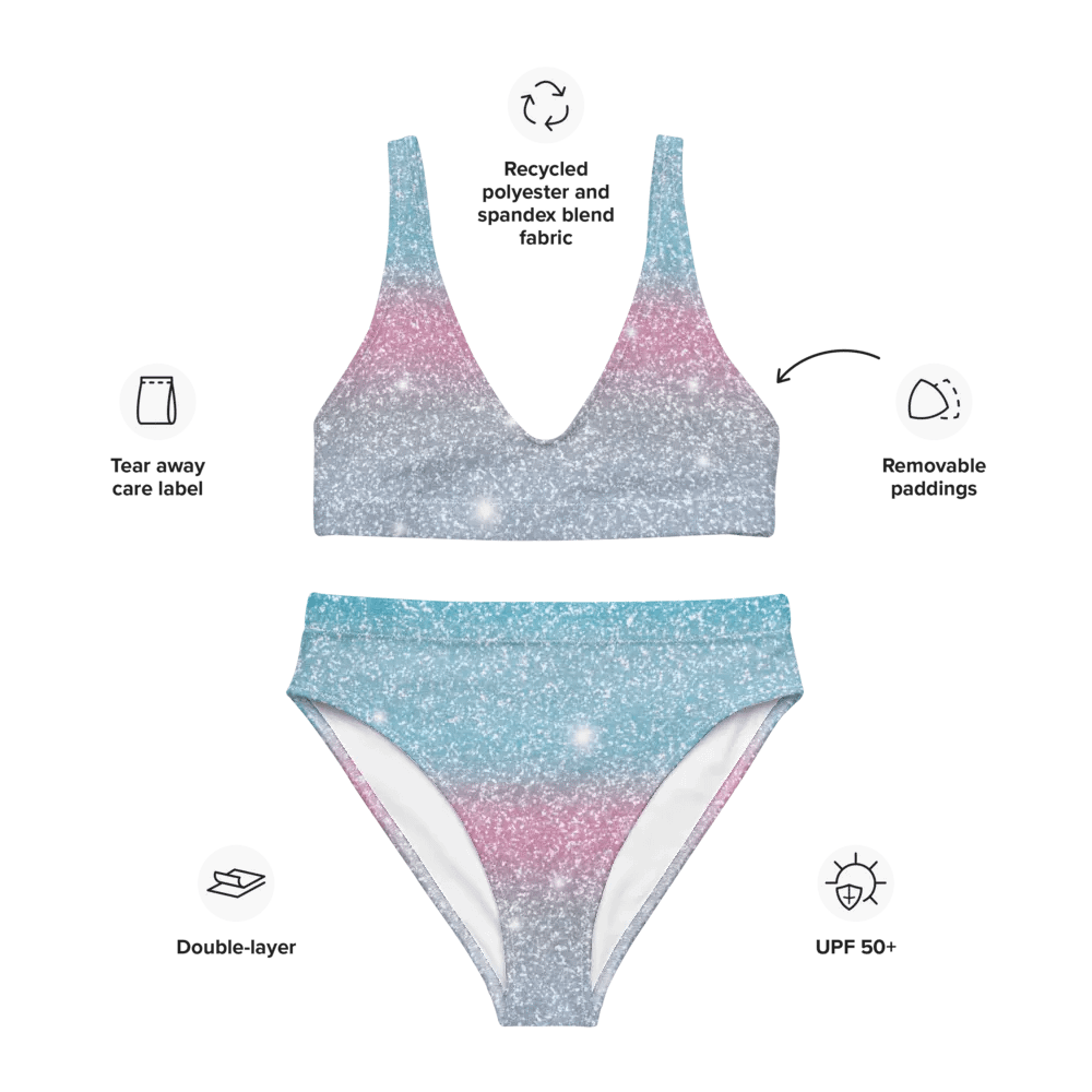 Glitter Unicorn Texture Design High Waisted Bikini (4) product image (3)