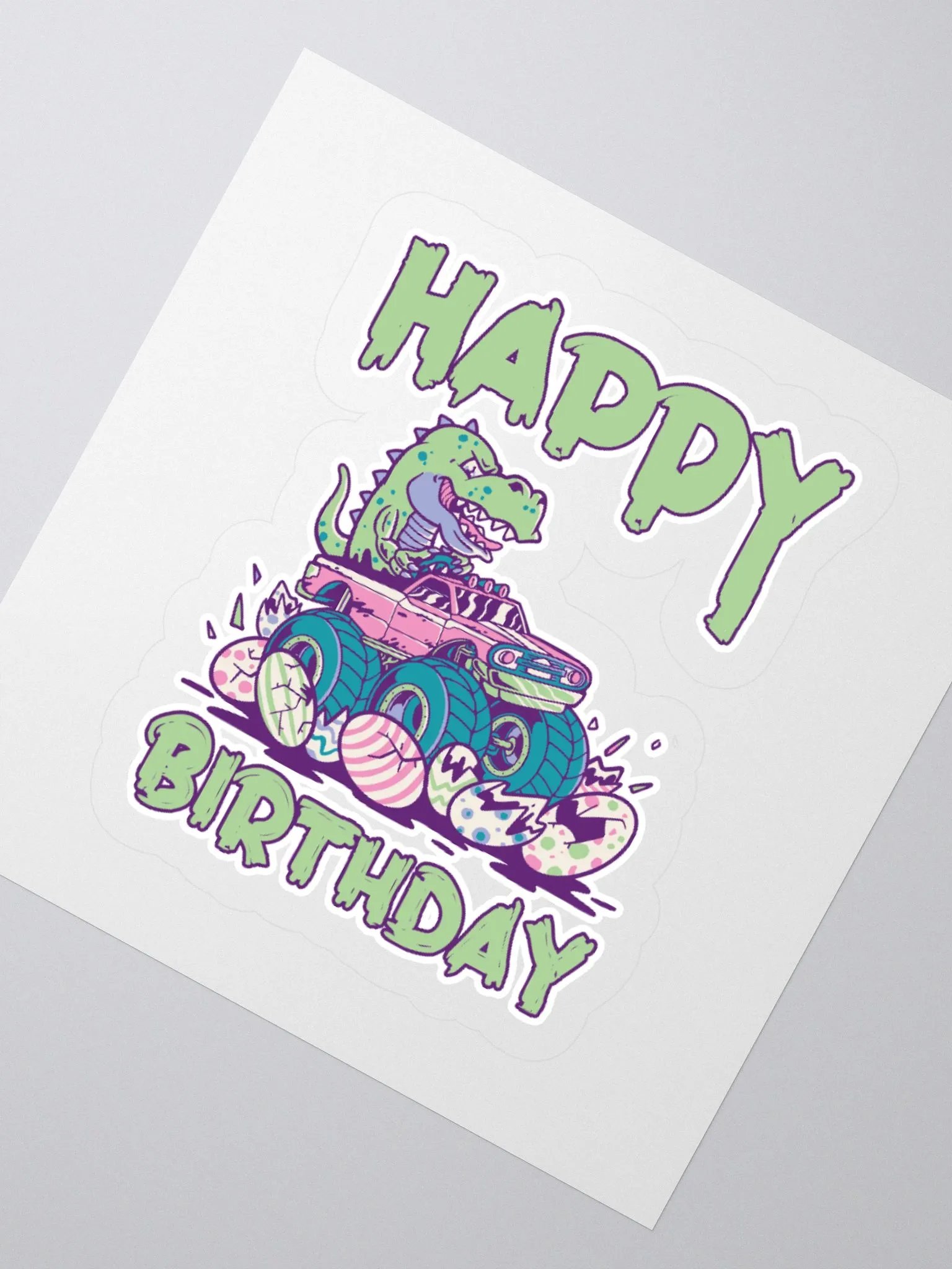 Happy Birthday (Dinosaur Monster Truck) Sticker product image (2)