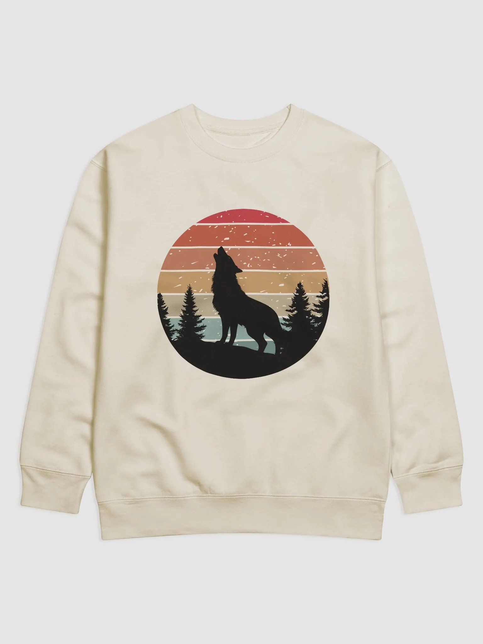 Howling Wolf In The Woods Retro Sunset Sweatshirt product image (2)