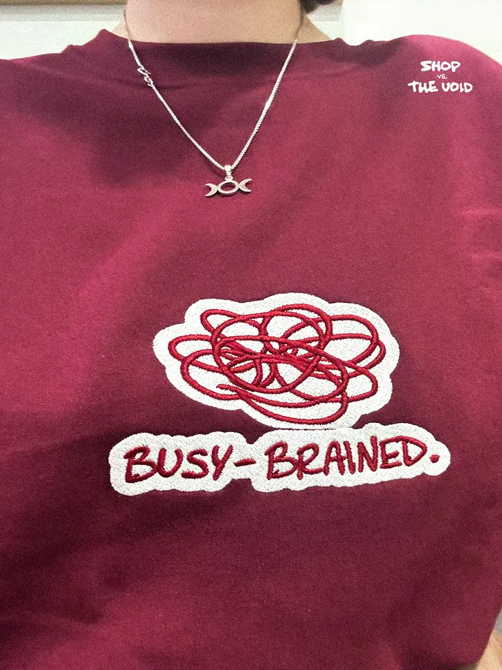 BUSY-BRAINED. (lg. maroon bubble design) embroidered crewneck product image (1)