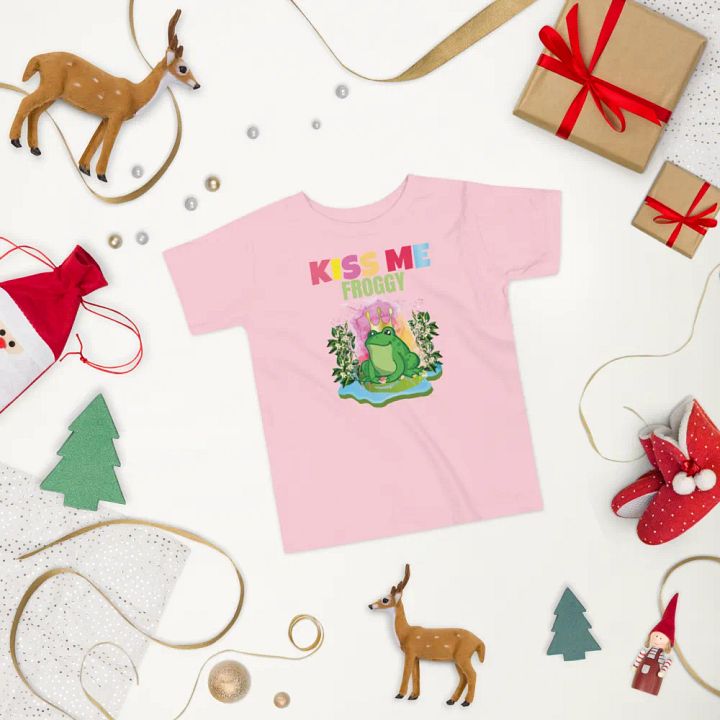 Kiss Me Froggy Colorful Funny Kids T-Shirt – Trendy Bella + Canvas Toddler Gift product image (2)