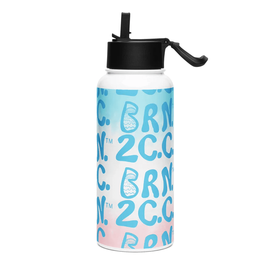 BRN.2C.C.™ | Blue Logo Repeat | Stainless Steel Water Bottle | Iconic Pink, White & Blue product image (3)