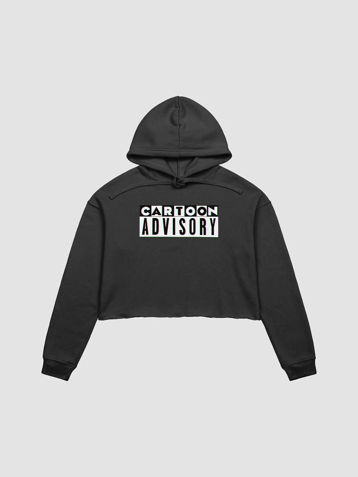 Cartoon Advisory Logo Crop Top Hoodie (B) product image (1)
