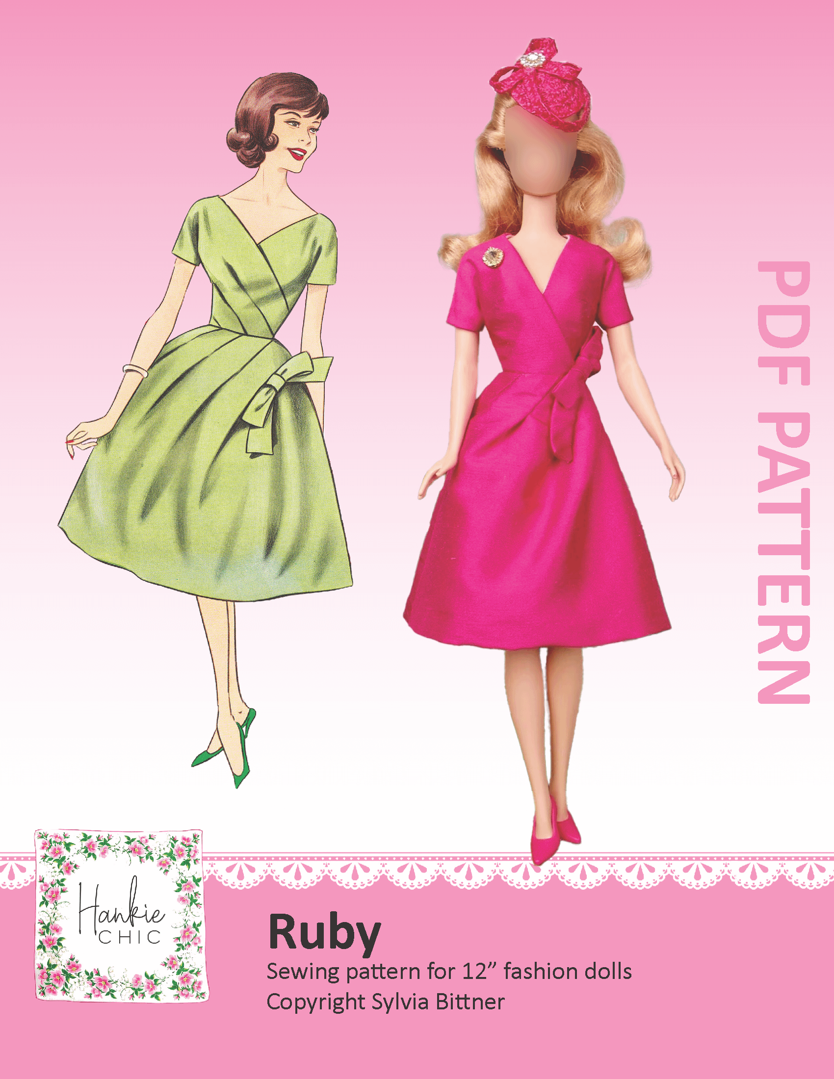 Ruby sewing pattern for 12" fashion dolls product image (1)